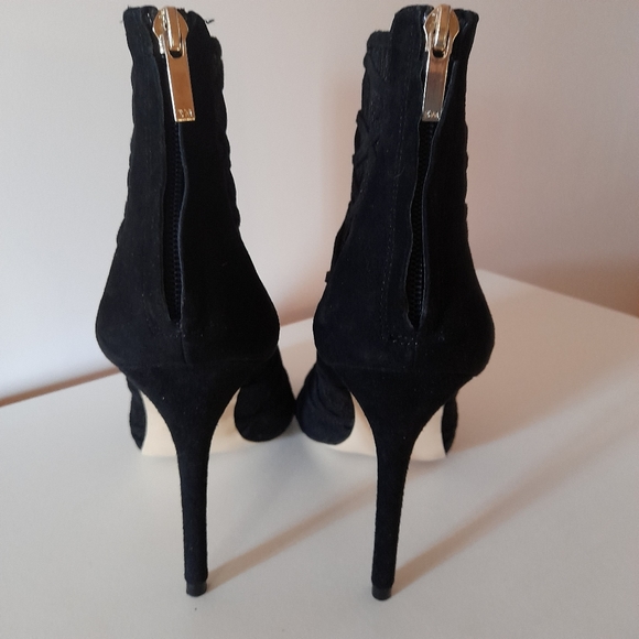 KAREN MILLEN Black Sheer Peep Toe Ankle Booties NWOT - Picture 8 of 14